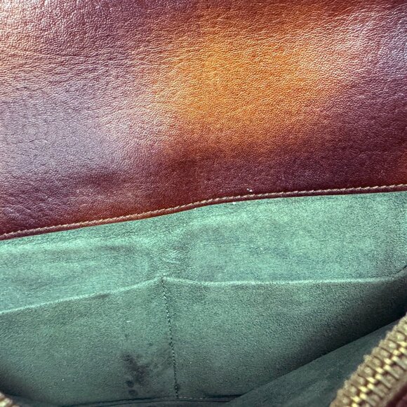 Art Deco Tooled Leather Clutch with Wrist Strap Steerhide Cameo Quality Vintage - Picture 9 of 12